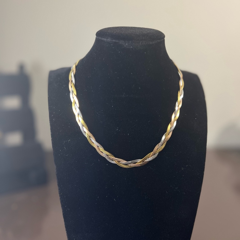 Women’s multicolor 18” stainless steel snake Braided Necklace